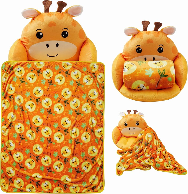 Unicorns & Robots Boys Giraffe Kids Lounge Pillow with Blanket, Plush Animal Cozy Cushion, Playroom Cozy Cushion & Giraffe Room Decor, Ages 3+ - Image 2